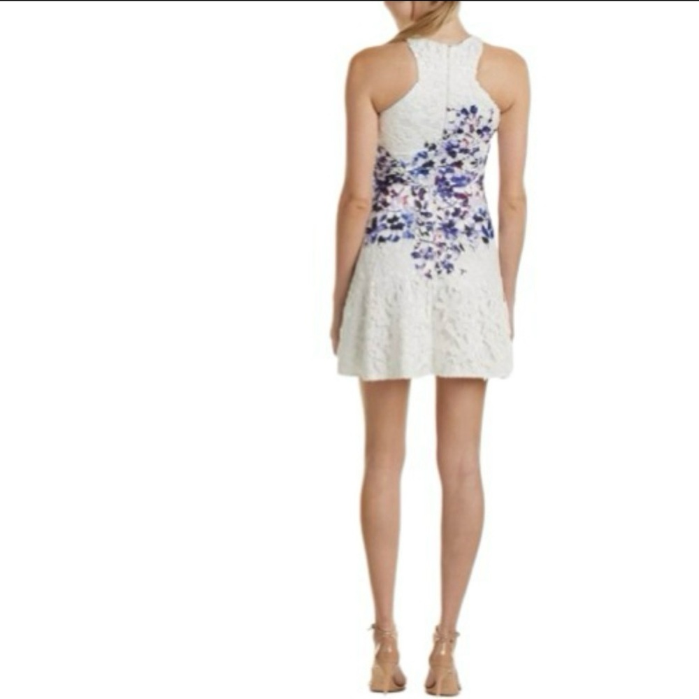Jay Godfrey Womens Mini Fit and Flare Dress White Purple Floral Crochet 8 - Picture 4 of 8